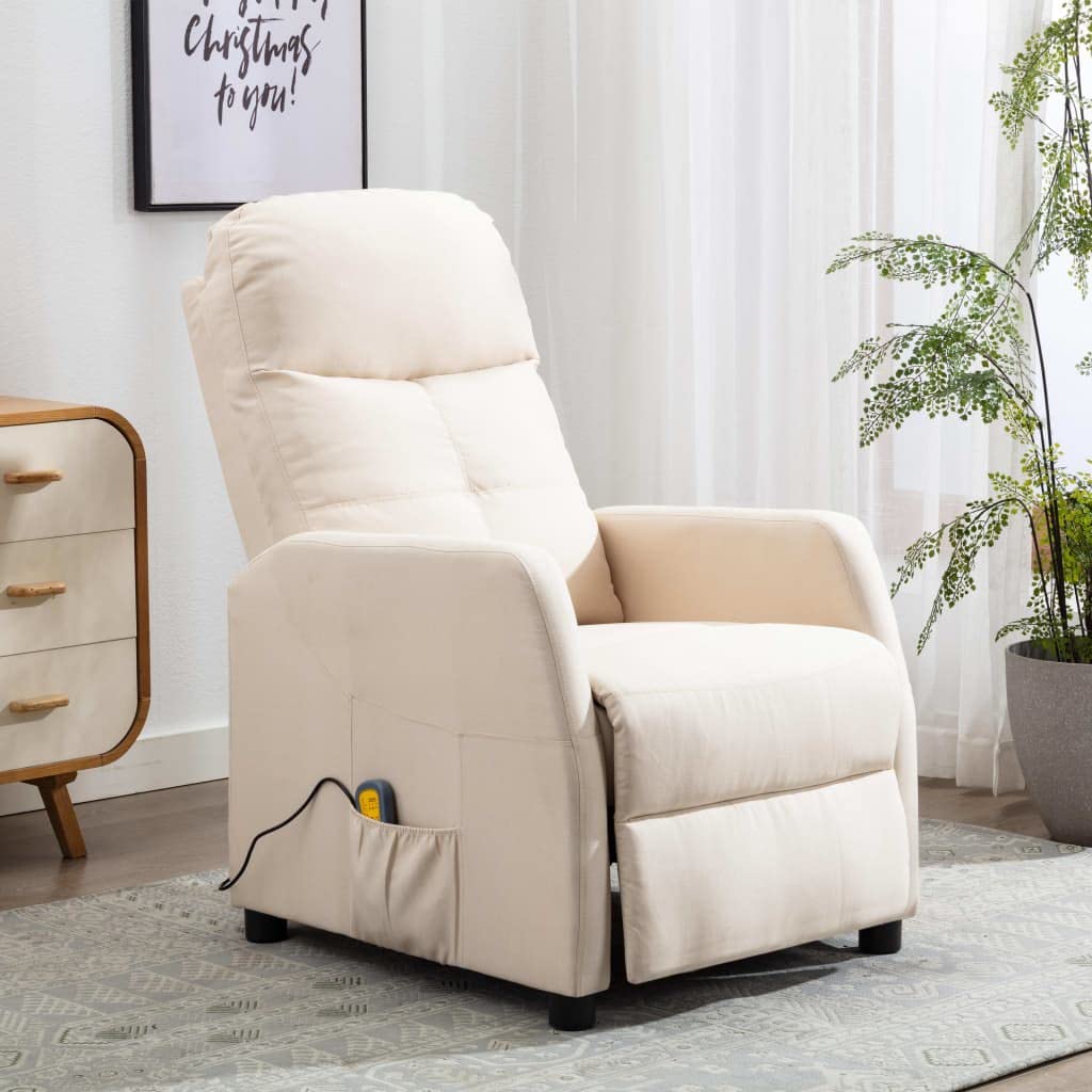 Sywamol Recliner Chair for Living Room - Massage Recliner with Cream Fabric - Perfect for Relaxing, Watching TV & Napping at Home
