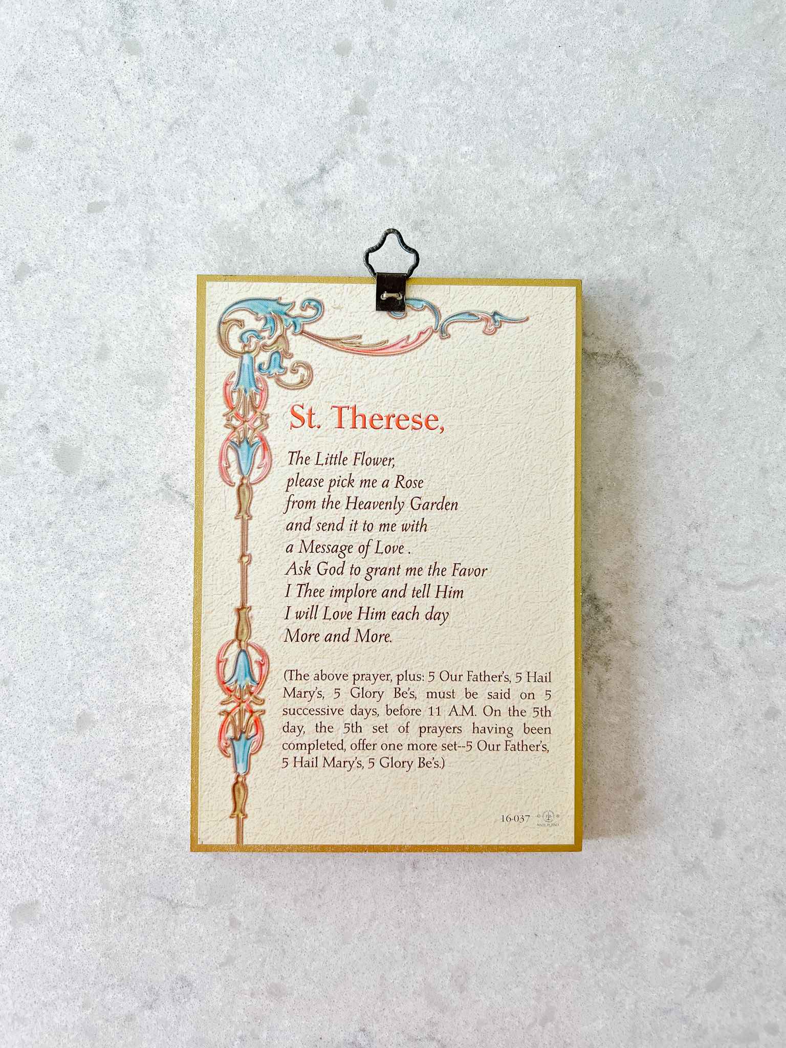 St. Therese of Lisieux Plaque - Small Religious Wall Decor for Home, Church & Prayer Room - Perfect for Catholic Gifts & Devotional Spaces