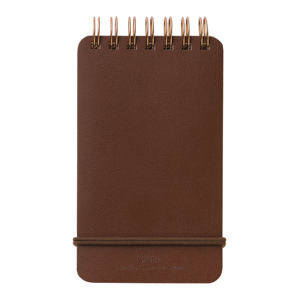 Premium Midori World Meister Grain Ring Memo Notebook - Dark Brown Leather Journal for Writing, Sketching & Note Taking - Perfect Gift for Professionals & Students