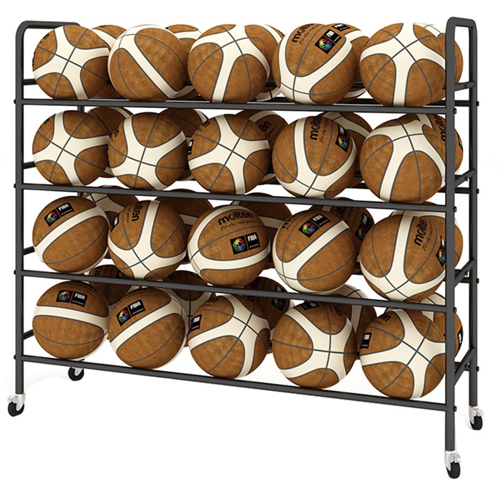 Heavy Duty 4-Tier Basketball Rack - 32 Ball Capacity for Training & Storage