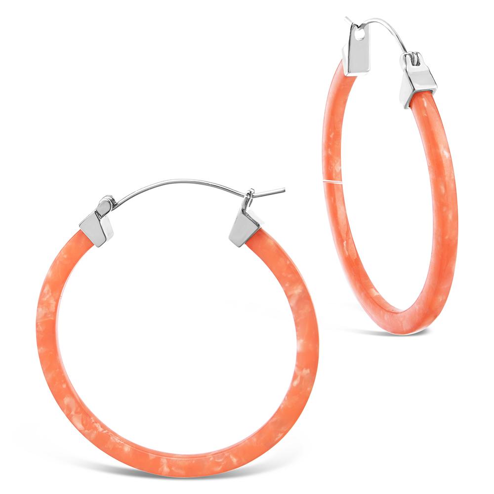 50mm Silver Resin Hoop Earrings for Women - Lightweight Dangle Statement Jewelry - Perfect for Parties, Weddings & Everyday Wear