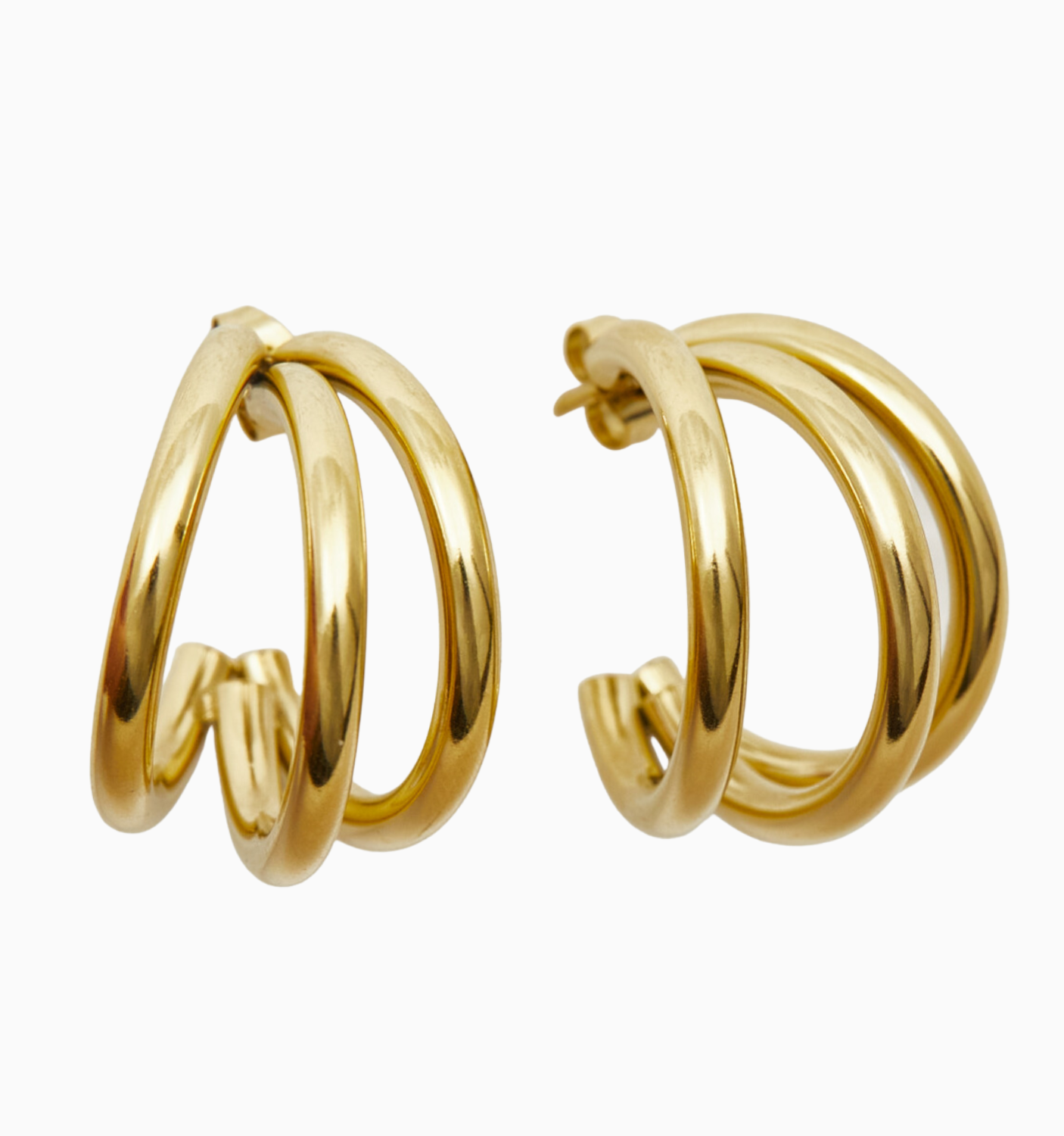 Sophia Triple Hoop Earrings for Women - 14K Gold Plated Stainless Steel Dangle Earrings - Trendy Boho Chic Jewelry for Party, Date Night & Everyday Wear