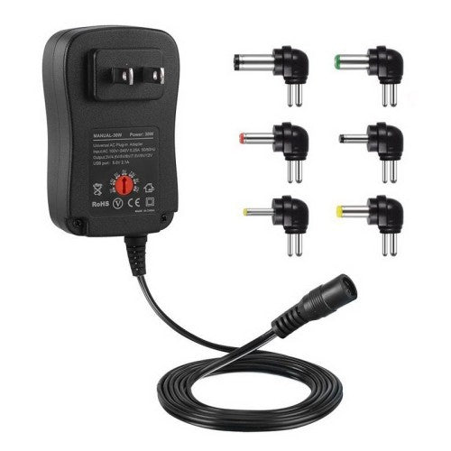 30W Universal Power Supply Adapter 3V-12V Adjustable Voltage with Multiple DC Tips - Perfect for Laptops, Routers, LED Lights & Electronics Charging
