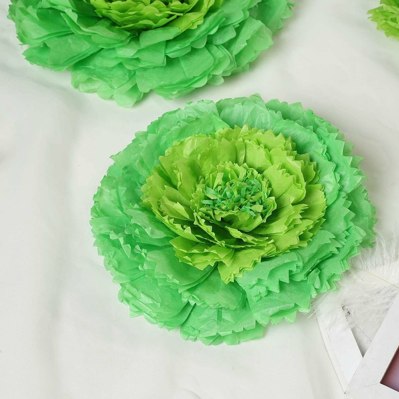 24-Pack Mint Green & Tea Green Tissue Paper Carnation Flowers - 12