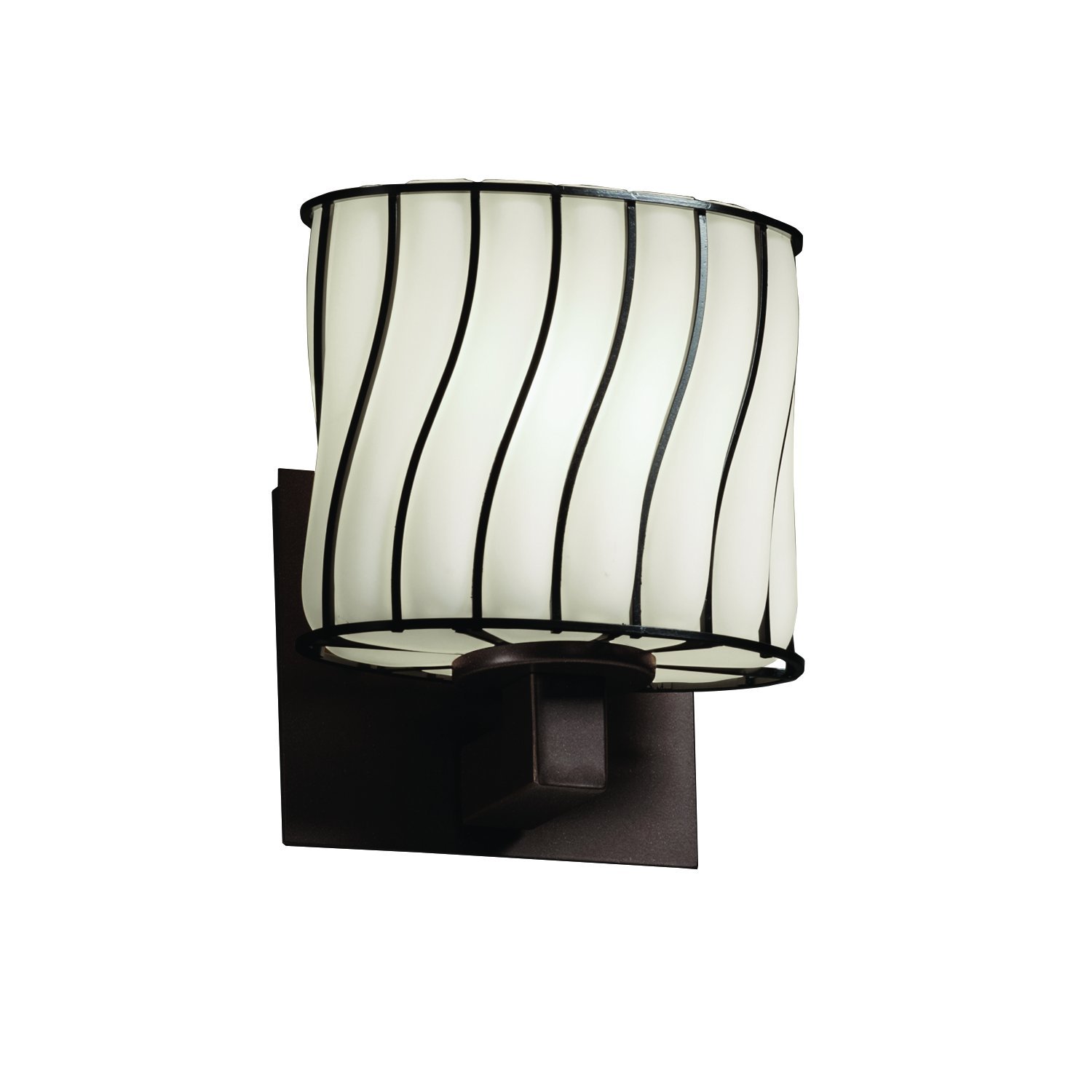 Justice Design Group Wire Glass Collection Modular Wall Sconce - ADA Compliant Oval Dark Bronze Finish with Swirl Opal Glass - Perfect for Hallways, Bedrooms & Commercial Spaces