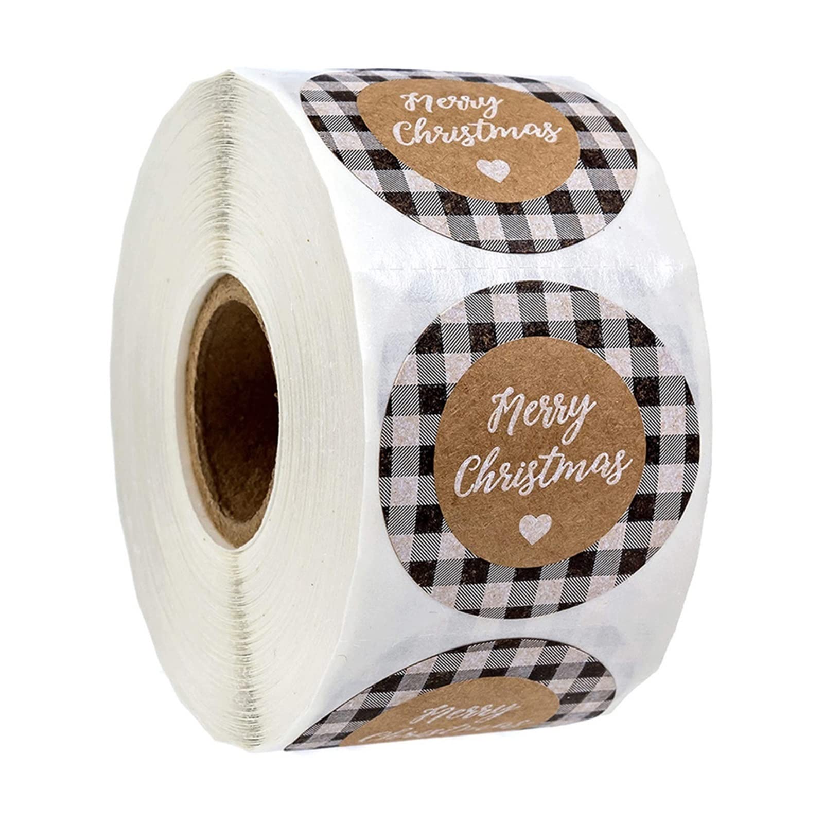 500pcs Merry Christmas Kraft Paper Stickers - 3 Rolls (1.5 Inch) Holiday Gift Labels for Envelopes, Cards & DIY Crafts | Perfect for Christmas Decorations, Scrapbooking & Party Favors