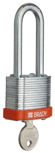 Brady 51298 Heavy Duty Steel Lockout Tagout Padlock - Keyed Different, 1-1/3