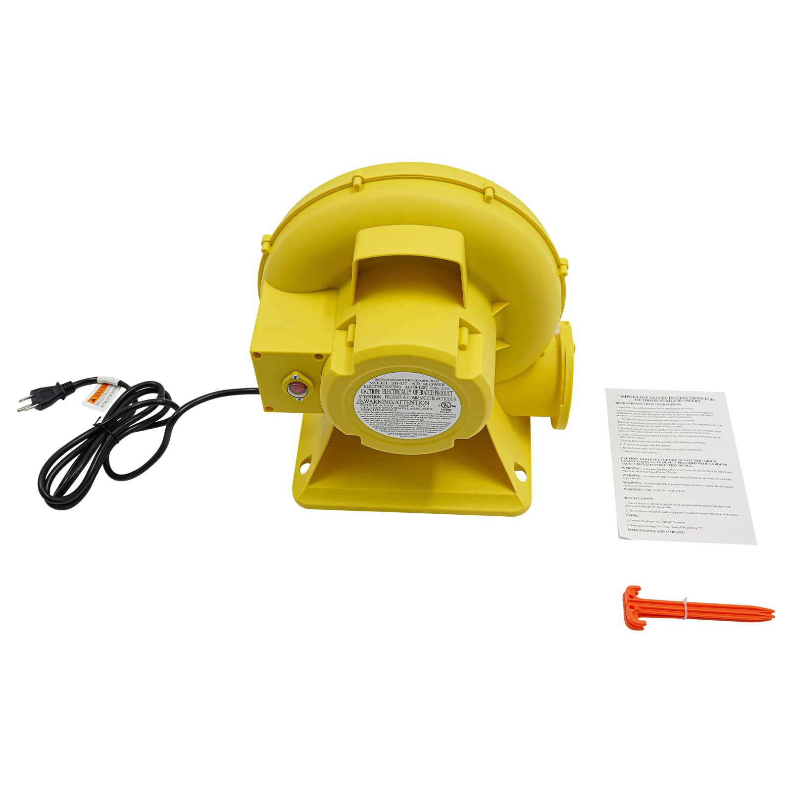 750W High-Power Air Blower - 2100Pa 590m³/h (347.26CFM) 3400RPM Commercial Electric Fan for Inflatable Bouncers, Jumping Castles & Bubble Tents | Durable PP+Metal Construction | 14x8.19x13.38in Yellow | Perfect for Parties, Events & Outdoor Inflatables