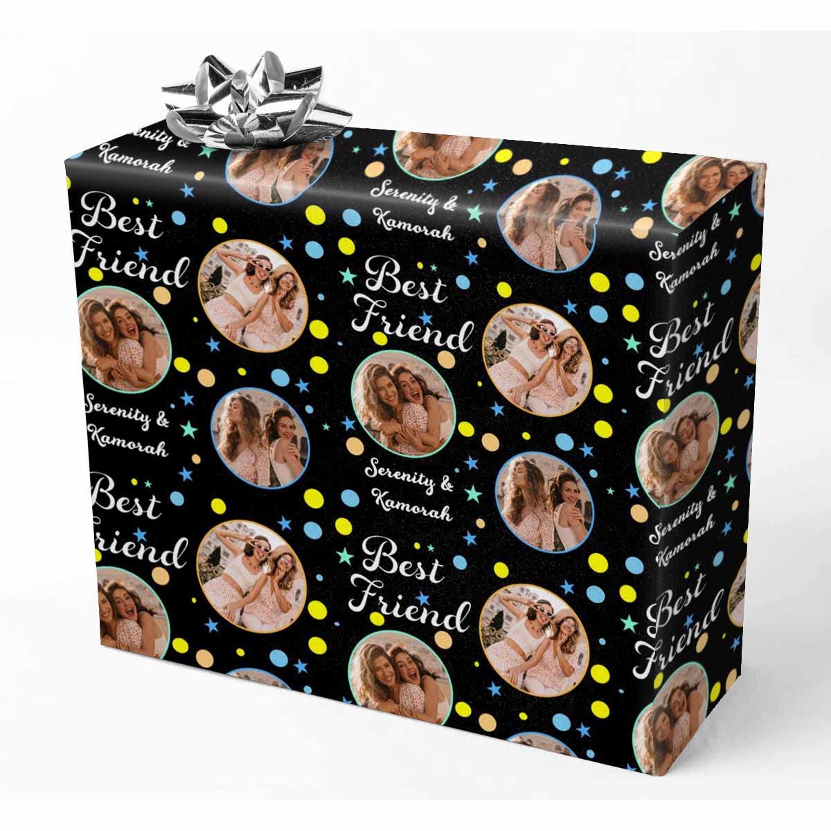 Custom Best Friends Forever Gift Wrapping Paper - Personalized Photo Recycled Wrapping Paper for Christmas, Birthday - Eco-Friendly Present Wrap for BFFs, Couples & Special Occasions