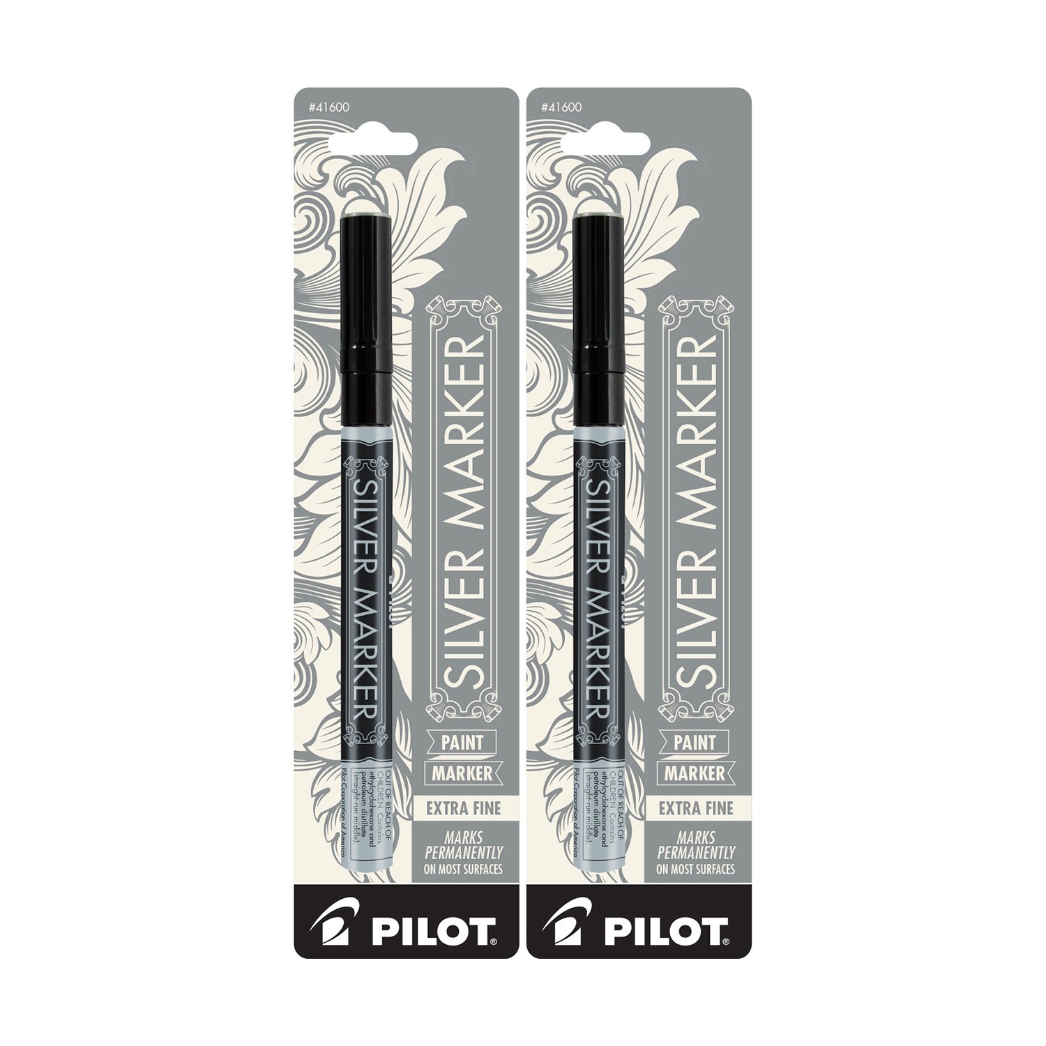 Pilot Silver Metallic Permanent Paint Marker - Extra Fine Point (0.7mm) - 2-Pack (41600) - Ideal for DIY Crafts, Metal Marking & Industrial Labeling