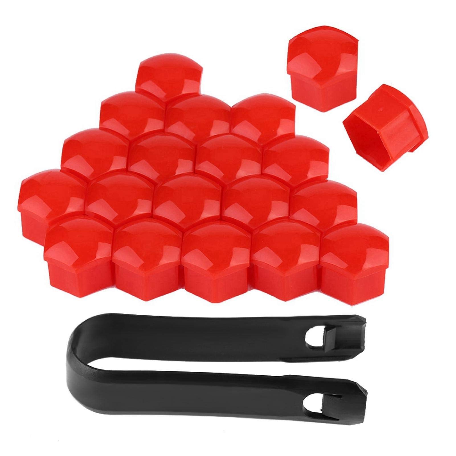 21mm Anti-Theft Wheel Nut Covers (20pcs, Red) - Secure Car Hub Screw Caps for Alloy Wheels - Perfect for Theft Prevention & Vehicle Aesthetics