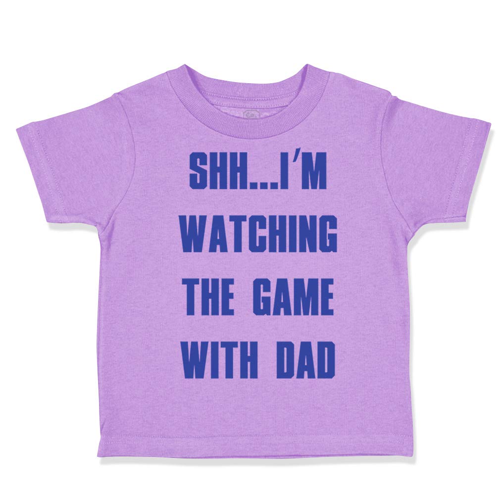 Funny Toddler Soccer T-Shirt - 'Shh... I'm Watching The Game with Dad' Cotton Tee for Boys & Girls | Humorous Baby Clothes in Lavender | Perfect for Game Day, Father-Son/Daughter Bonding & Playdates | Size 3T