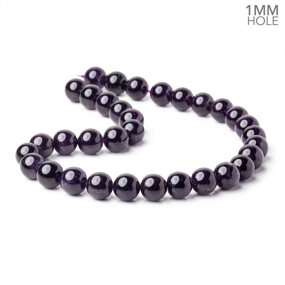 12mm AAA Grade Amethyst Round Beads - 15 Inch Strand (32 Pieces) with 1mm Hole for Jewelry Making, DIY Crafts, and Healing Crystal Bracelets