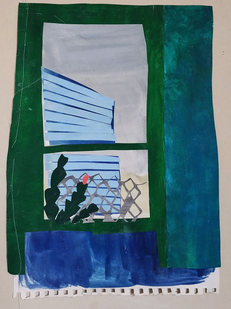 Katie Knoeringer Window View with Cactus Painting - Desert Landscape Wall Art for Living Room, Bedroom & Office Decor
