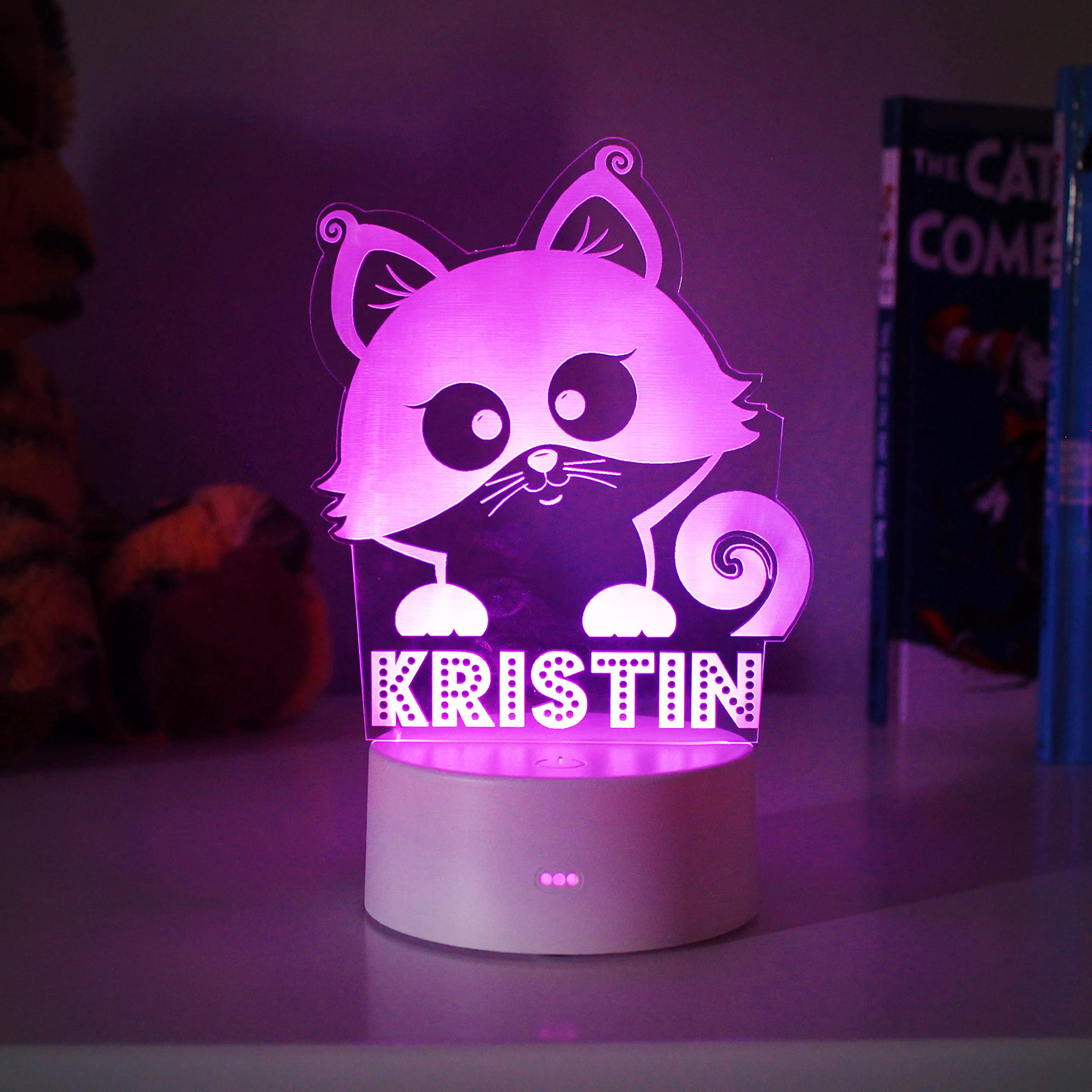 ETCHEY Personalized Cat Night Light - Custom Name LED Lamp for Kids & Boys Room Decor - Cute Nightlight for Bedroom, Nursery, Children's Gift (Perfect for Bedtime, Reading & Night Comfort)