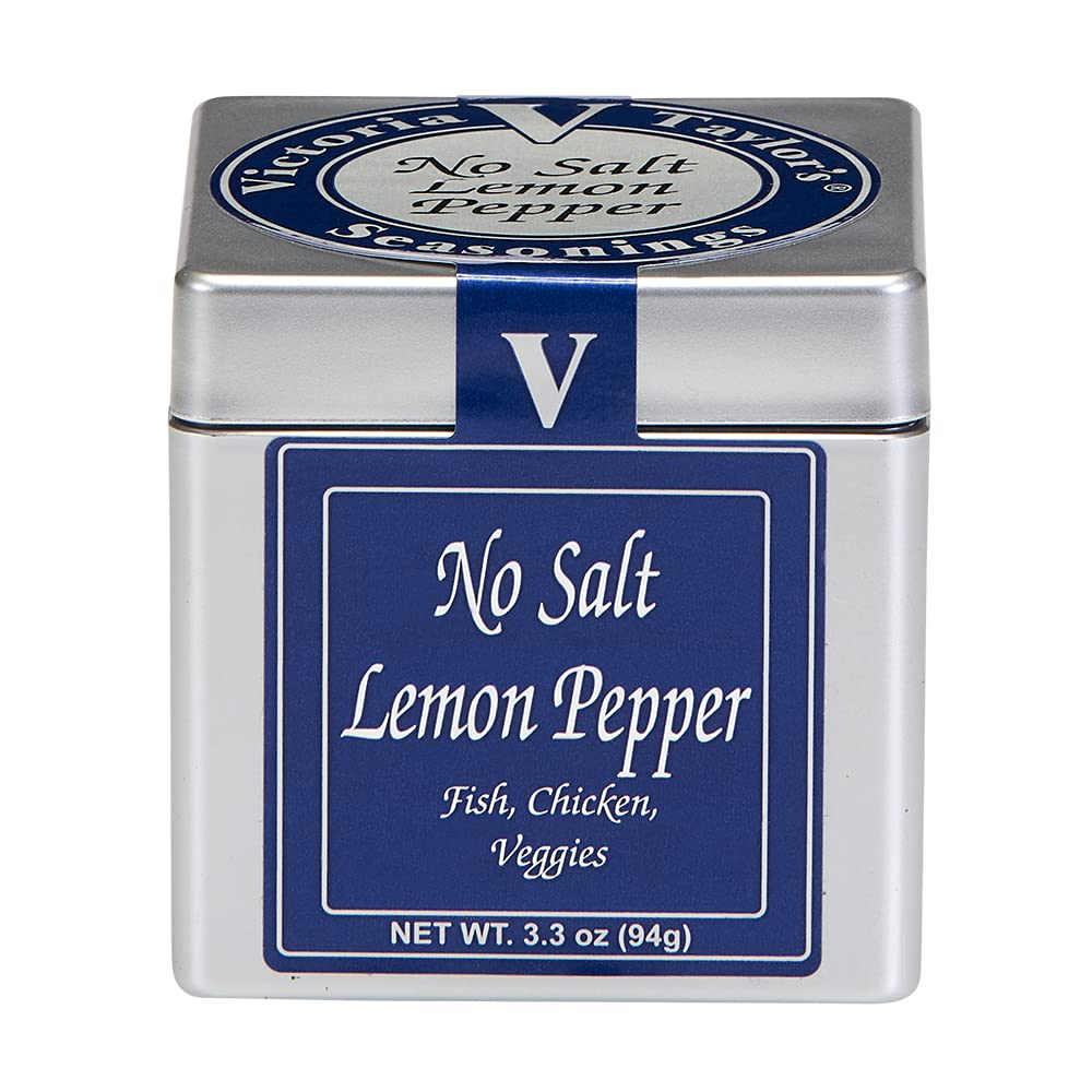 No Salt Lemon Pepper Seasoning - 3.3 oz Cube | Zesty Lemon & Spicy Black Pepper Blend with Garlic, Onion & Red Bell Pepper | Perfect for Chicken, Fish, Salads & Grilled Vegetables