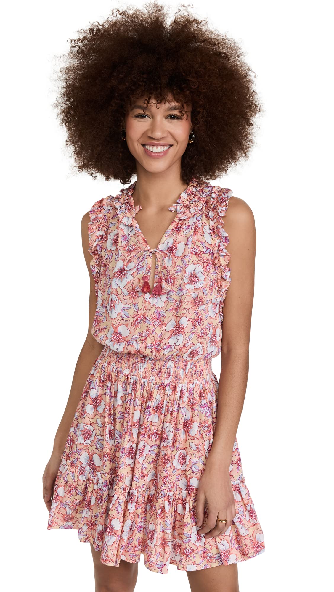 Poupette St Barth Women's Triny V Mini Dress - Stylish Summer Beach Dress for Vacation, Party & Date Night