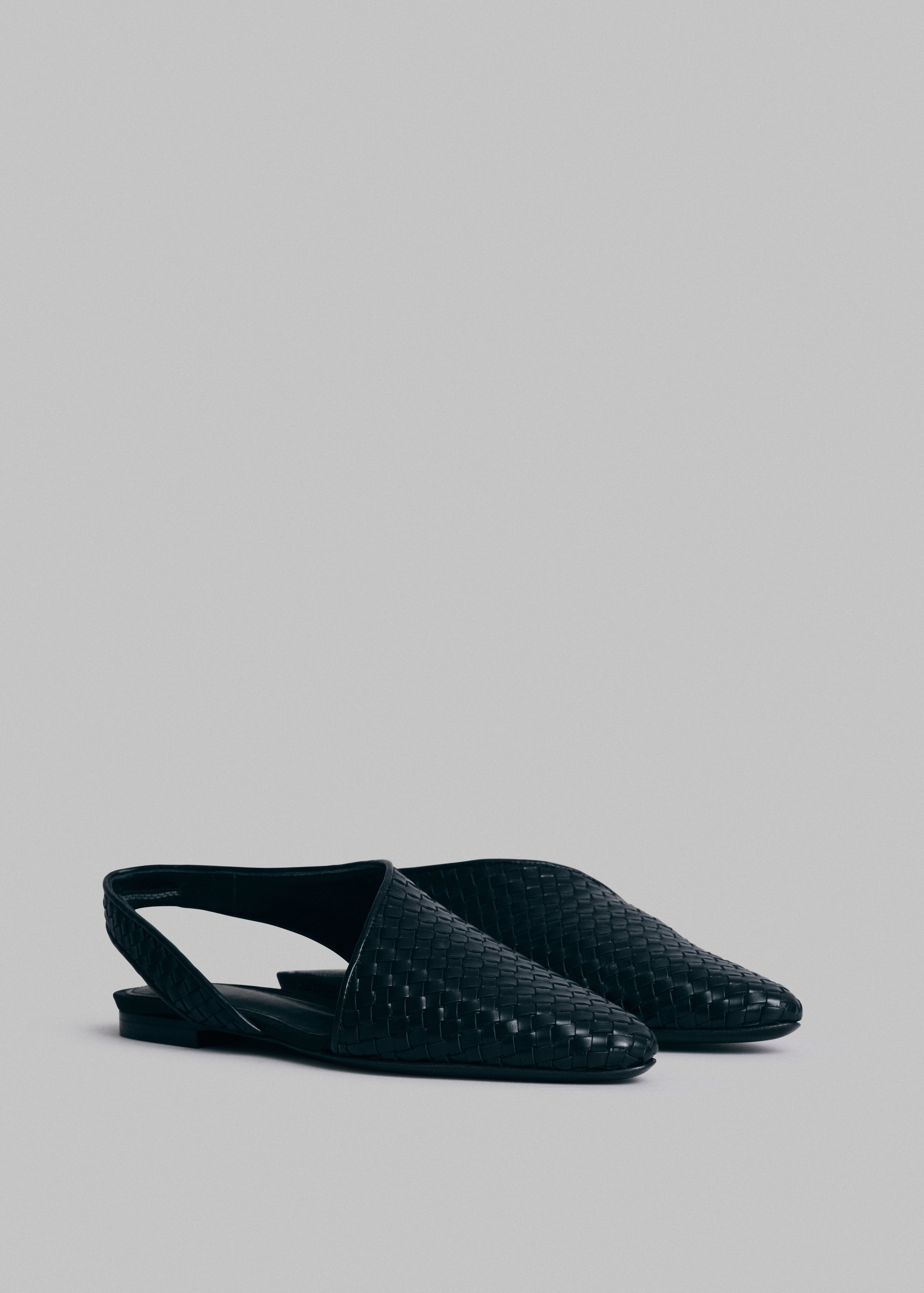 Black Woven Pointed Toe Slingback Heels - Elegant Women's Dress Shoes for Office, Party & Special Occasions