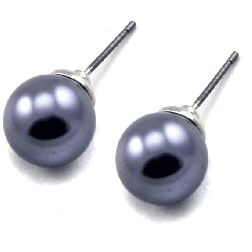 10mm Stud Pearl Earrings with Hematite Accents - Elegant & Dainty Jewelry for Women - Perfect for Parties, Weddings & Everyday Wear