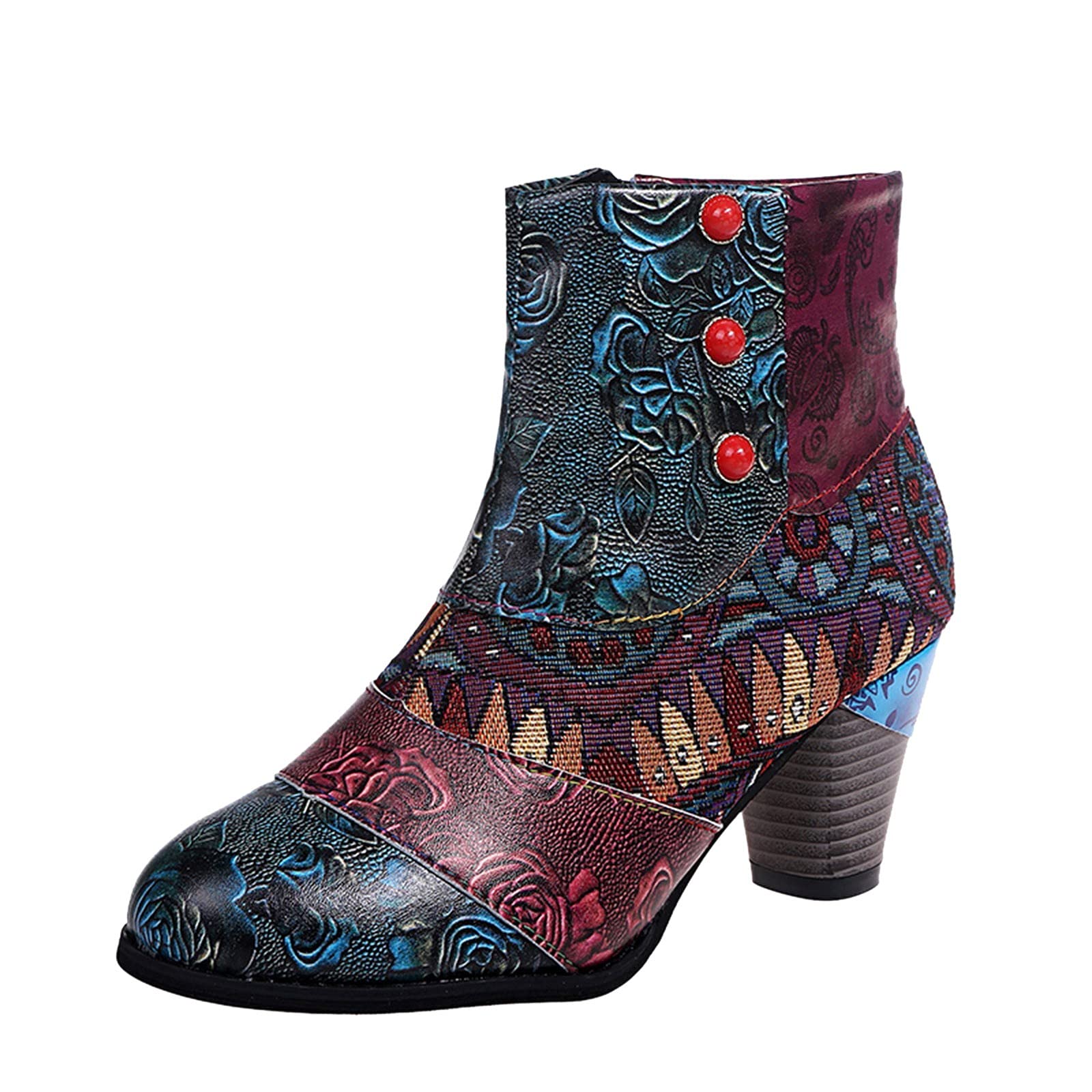 Stylish Women's Chunky Heel Ankle Boots - Breathable Retro Zipper Design with Metallic Finish | Perfect for Fall Fashion, Night Out & Office Wear