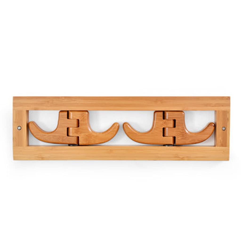 Foldable Bamboo Coat Rack Wall Mounted - Rustic Entryway Hanger with 4 Hooks for Hats, Coats & Scarves | Perfect for Hallway, Living Room & Small Space Organization