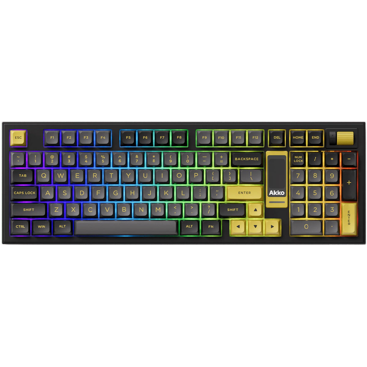Akko 5098B Black & Gold 1800 Compact Wireless Mechanical Keyboard with LCD & RGB Backlit - Hot-Swappable Piano Pro V3 Switches for Gaming, Typing & Office Work