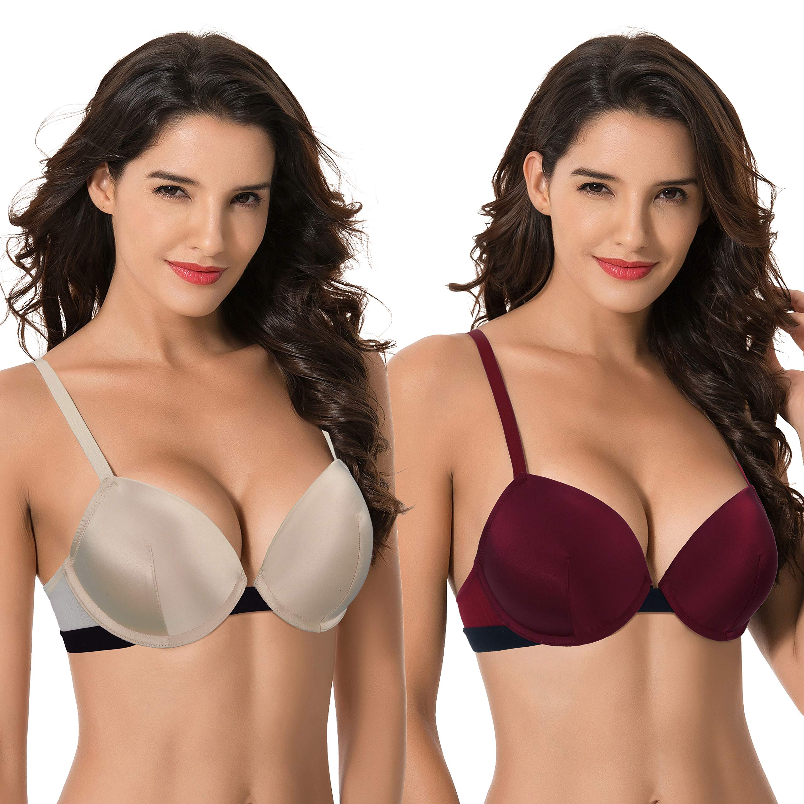 Curve Muse Women's Plus Size Push Up Underwire Bra - 1.5 Cup Enhancer for Full Coverage & Lift | Perfect for Date Nights, Special Occasions & Everyday Confidence