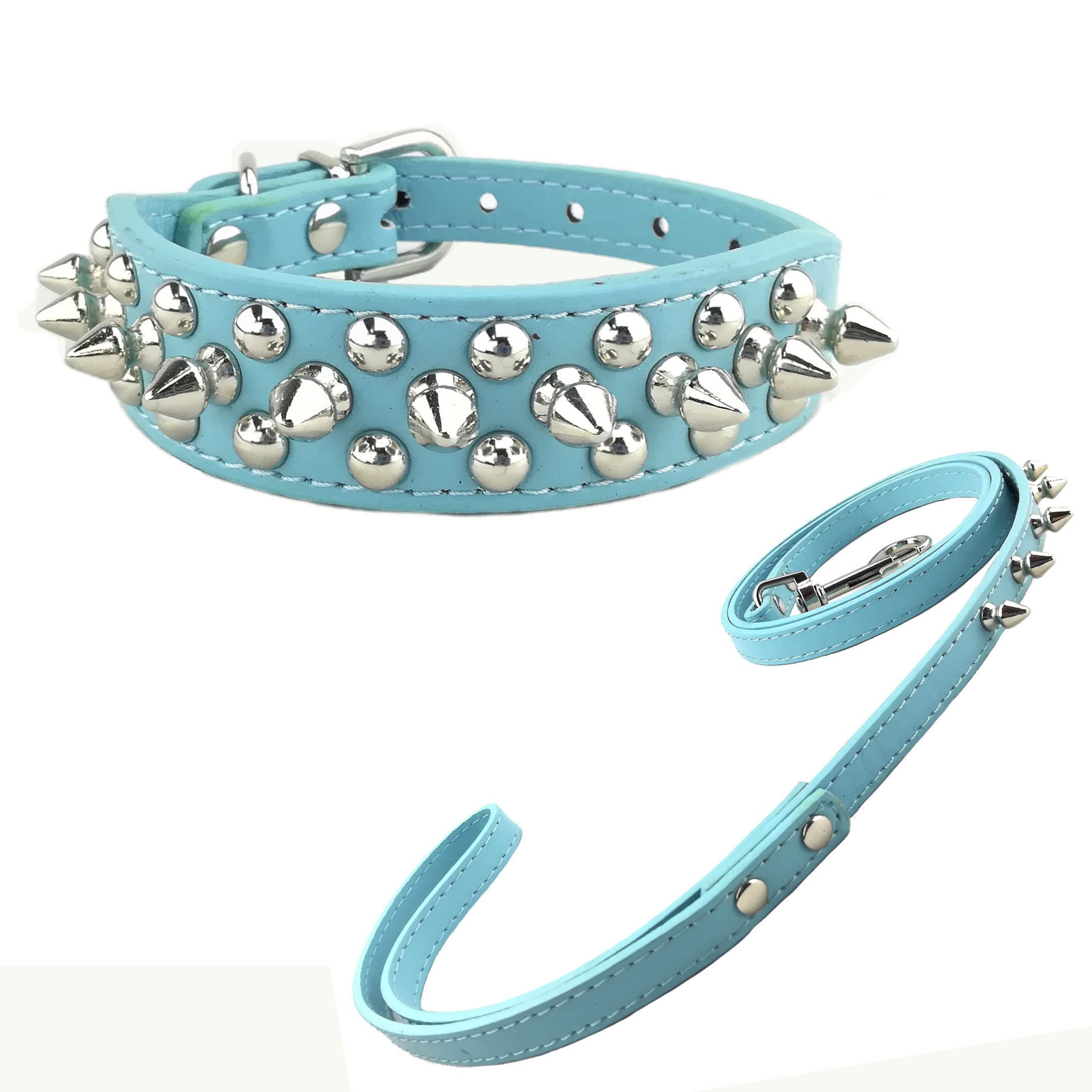 Stylish Punk Studded Dog Collar and Leash Set - Adjustable Pet Collar with Matching Leash for Small Medium Large Dogs | Perfect for Daily Walks, Training & Punk Fashion Pet Accessories