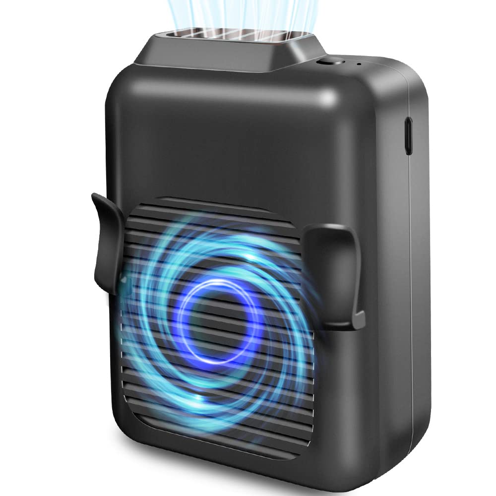CAZOKASI 6000mAh Rechargeable Waist Clip Fan - 23 Hours Cooling | Hands-Free Wearable Personal Fan for Outdoor, Office, Travel & Work | Portable USB Fan for Camping, Hiking, Gardening & Sports