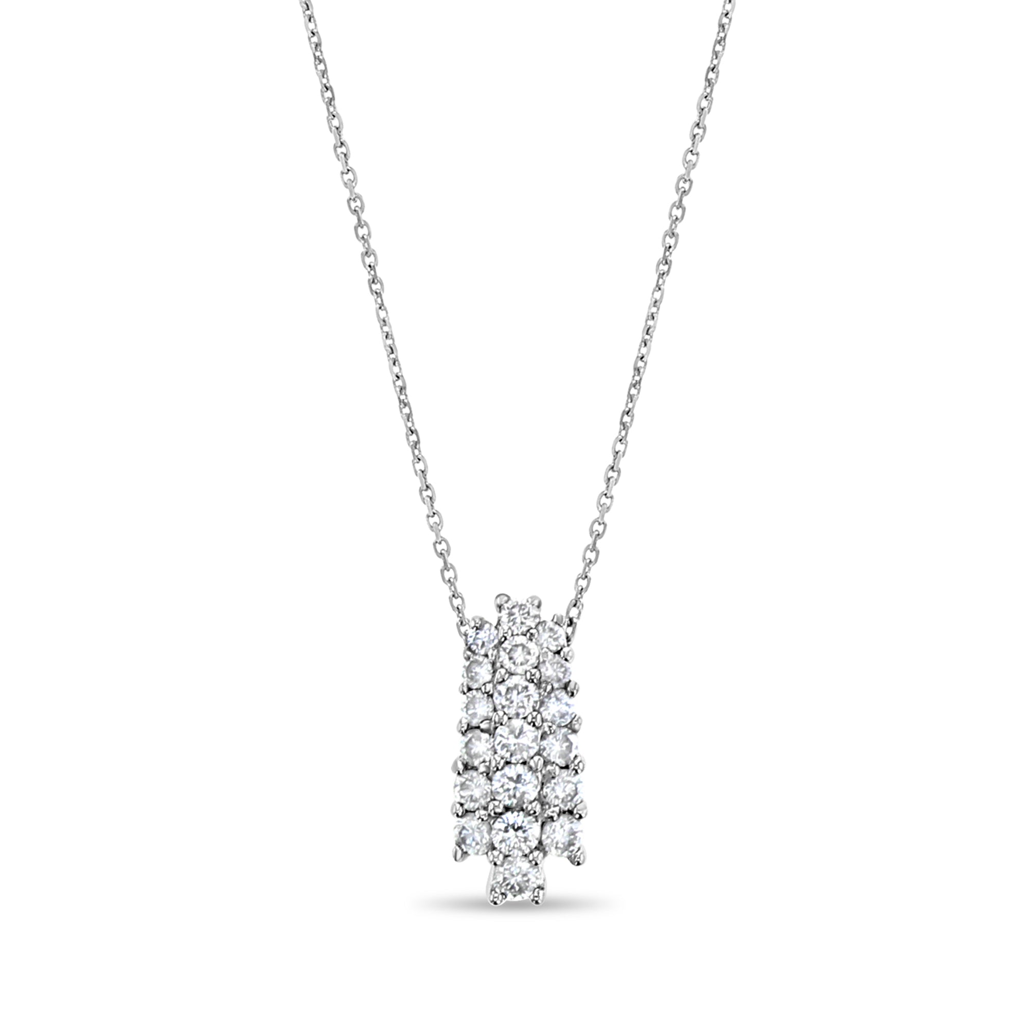 0.80 Carat Cluster Diamond Necklace in 14K White Gold - Elegant Jewelry for Women, Perfect for Weddings, Anniversaries & Special Occasions
