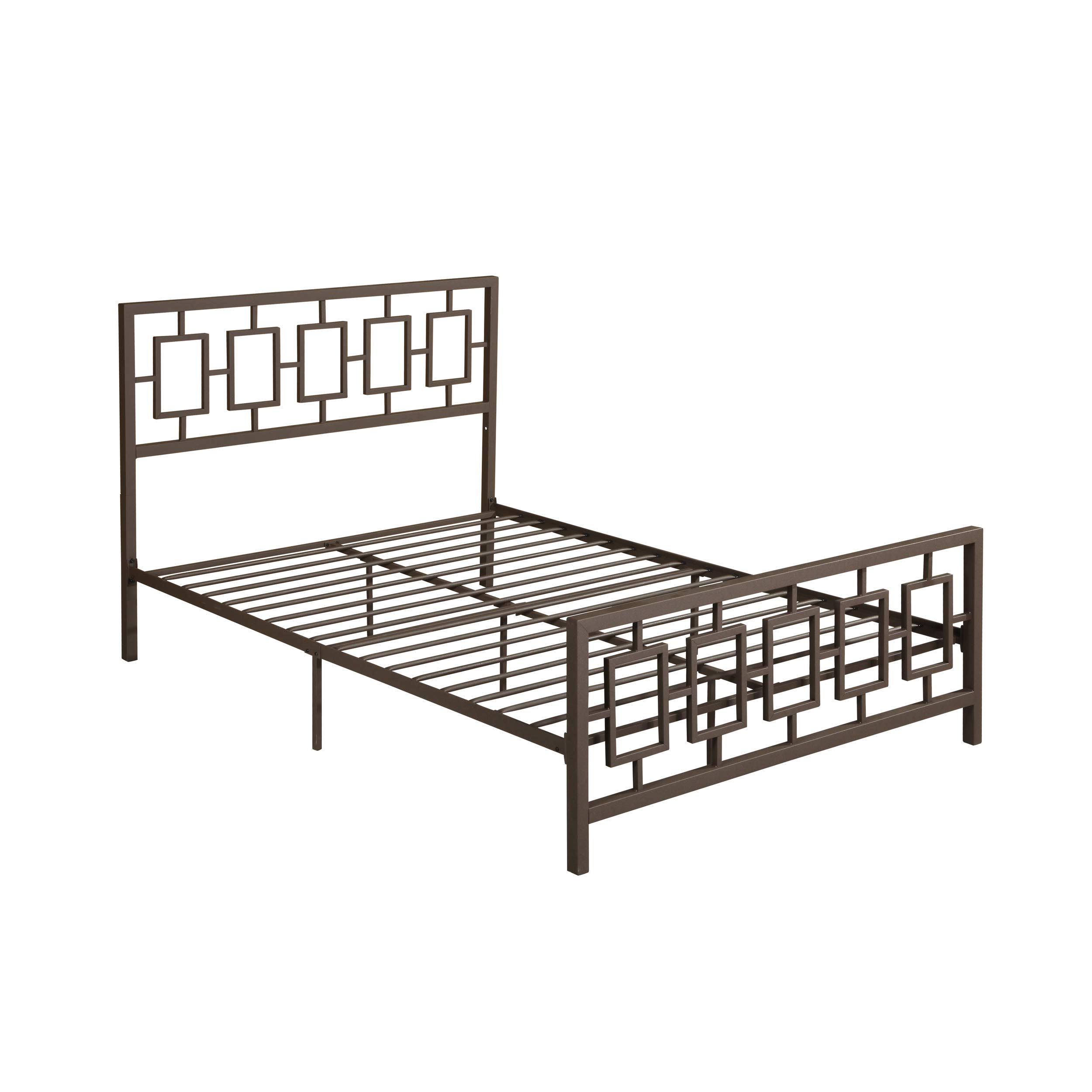 Christopher Knight Home Dawn Queen-Size Geometric Metal Platform Bed Frame - Modern Low-Profile Iron Bed with Hammered Copper Finish | Perfect for Contemporary Bedrooms & Small Spaces
