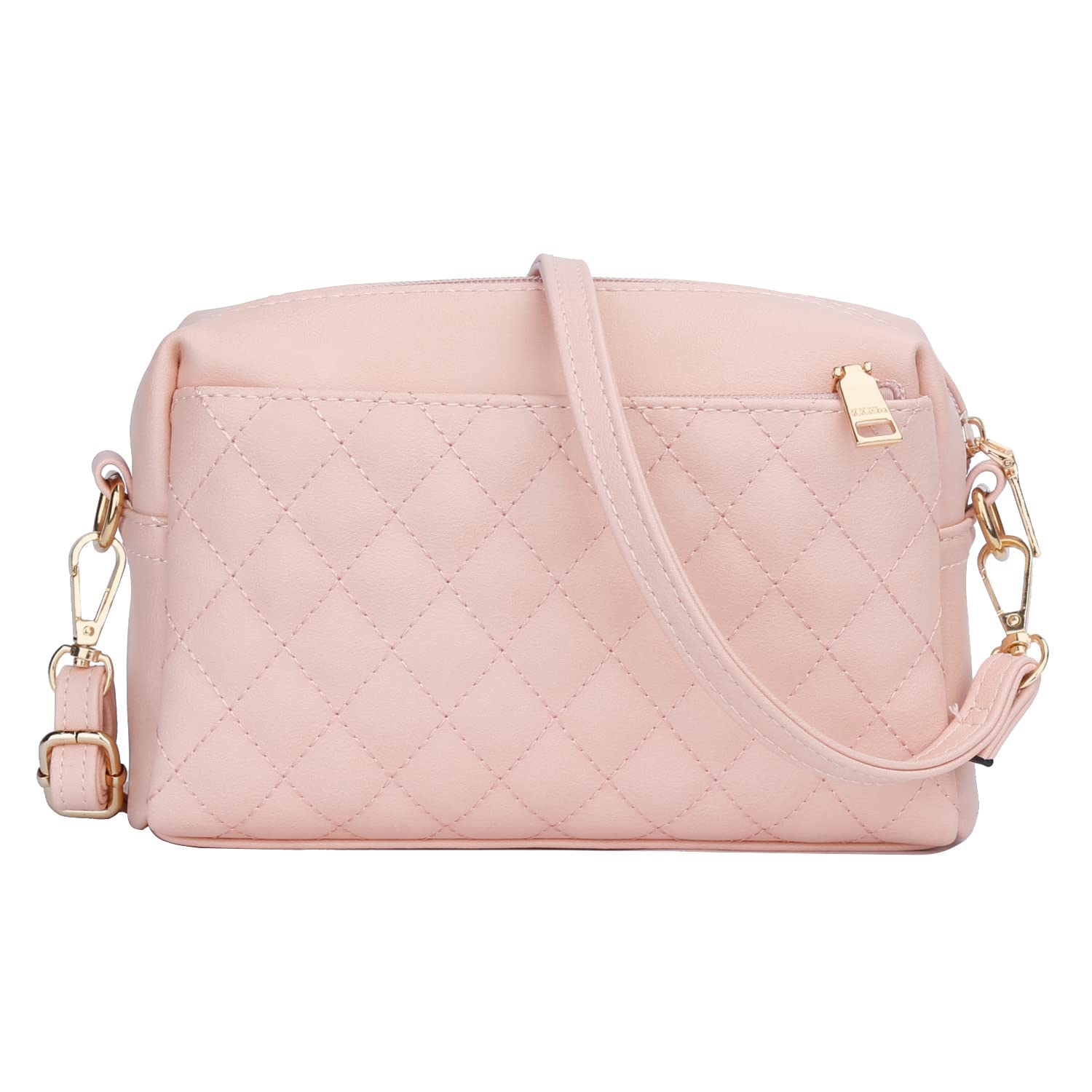 KKXIU Women's Quilted Crossbody Bag - Lightweight Triple Zip Purse for Daily Use