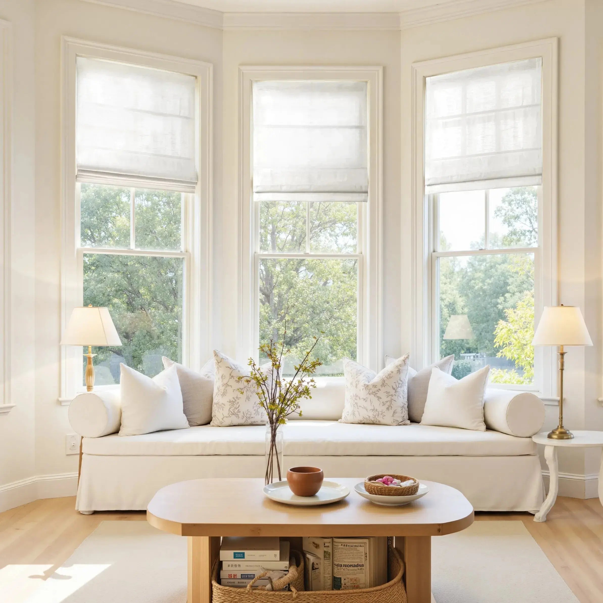 Jawara Linen Cotton Roman Shade Cordless - Blackout Window Treatment for Bedroom & Living Room