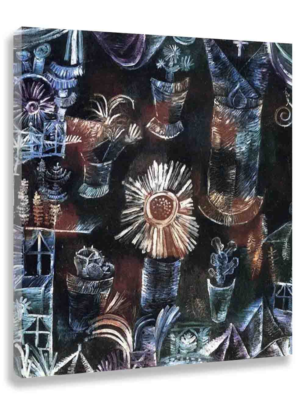 Paul Klee 'Thistle Bloom' Framed Canvas Wall Art - 70x84cm (27x33in) Ready to Hang Painting for Living Room, Bedroom & Office Decor - Modern Abstract Floral Artwork for Home & Office Wall Decoration