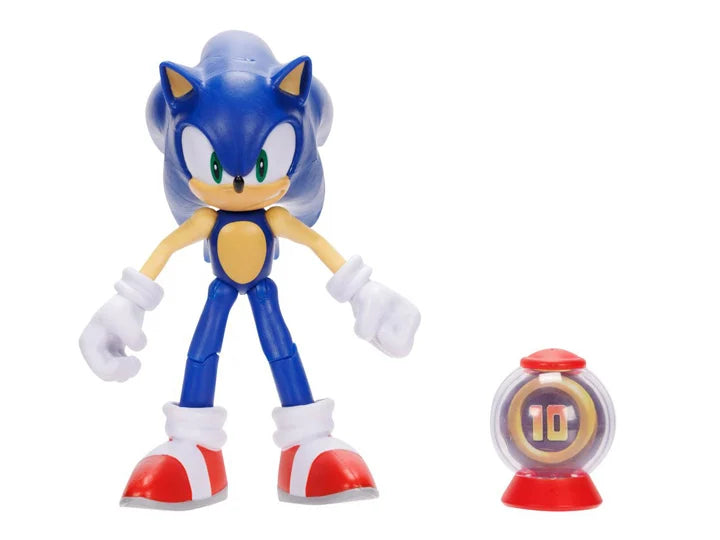 Sonic The Hedgehog Action Figure with 10 Rings Powerup - Collectible Video Game Character Toy for Kids & Fans - Perfect for Play, Display, and Gifts