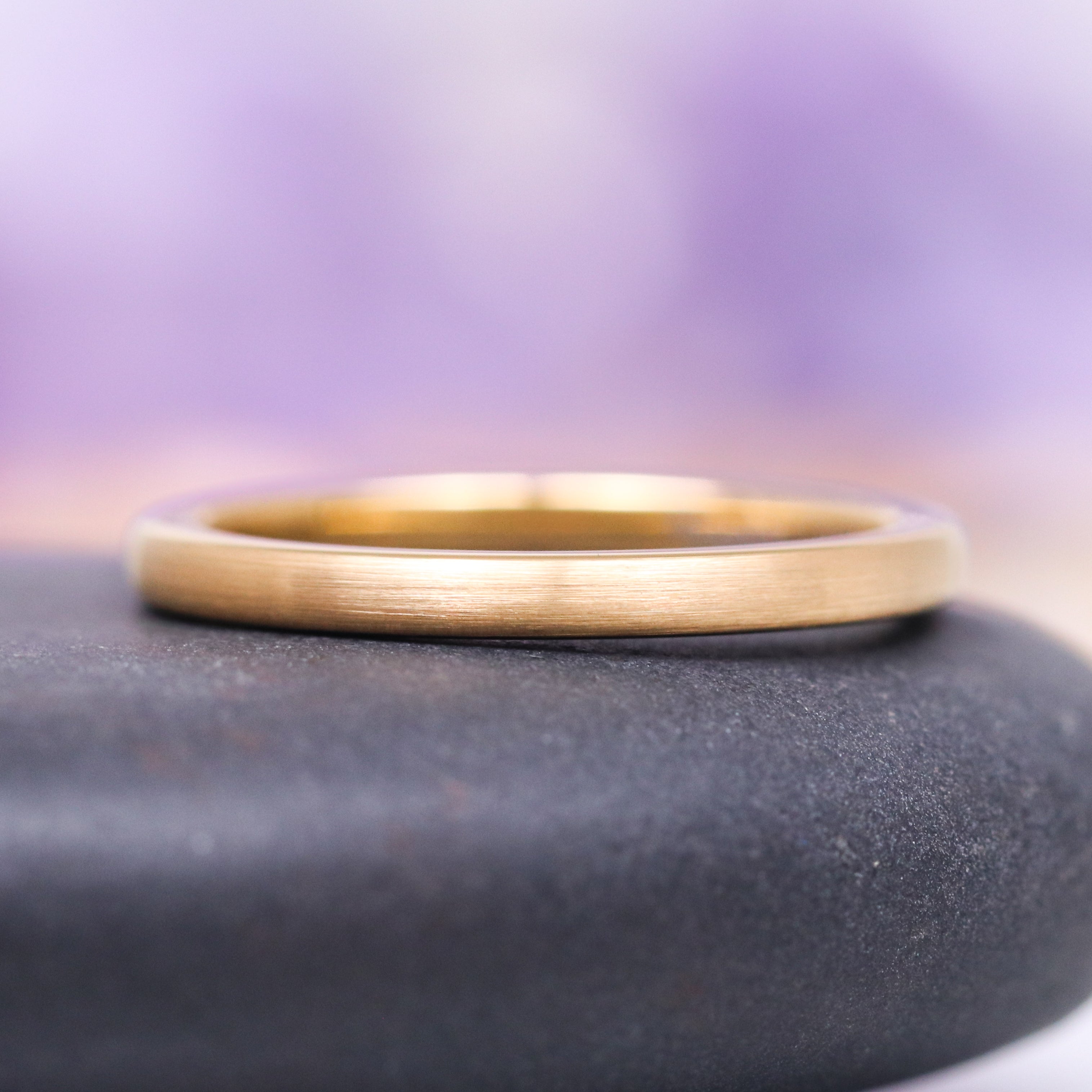 14K Solid Yellow Gold 2MM Satin Wedding Band for Women - Elegant Bridal Ring for Engagement, Anniversary & Special Occasions