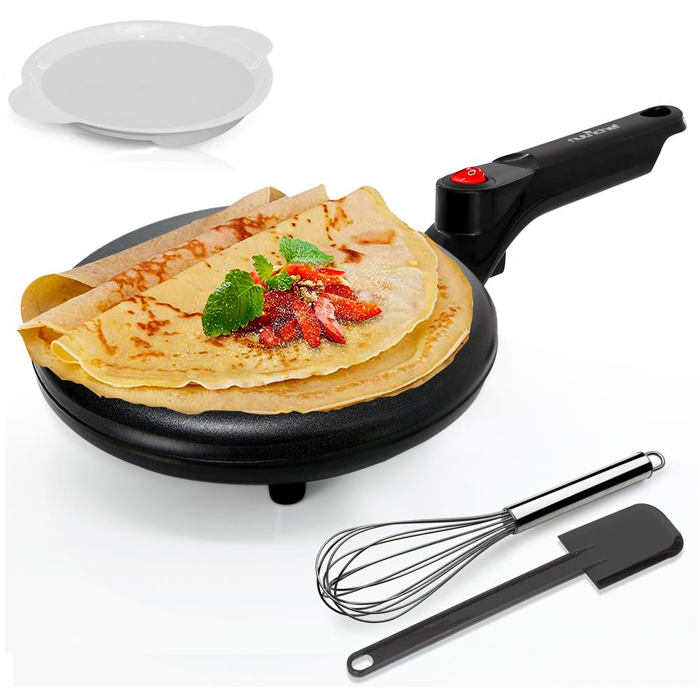 Non-Stick Electric Crepe Maker with Adjustable Temperature - Perfect for Pancakes, Tortillas & Desserts at Home or Restaurant