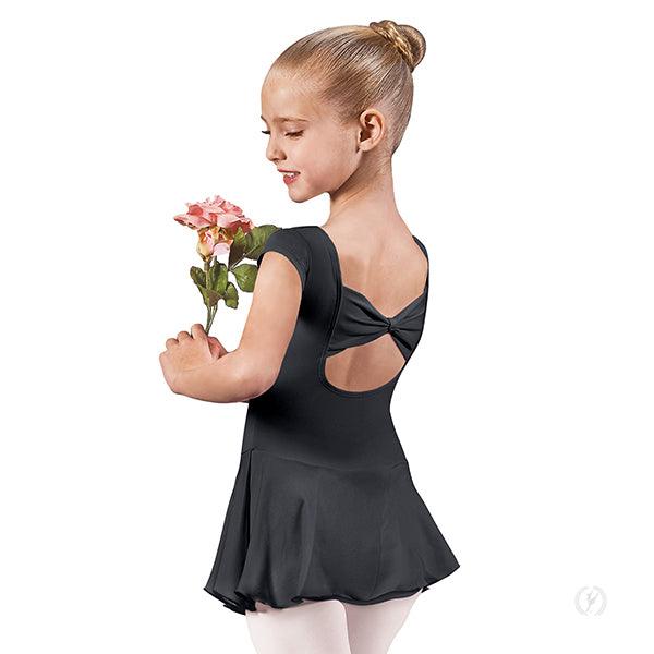 Eurotard Girls Microfiber Bow Back Cap Sleeve Dance Dress - Ballet, Jazz, Performance Costume for Kids & Toddlers