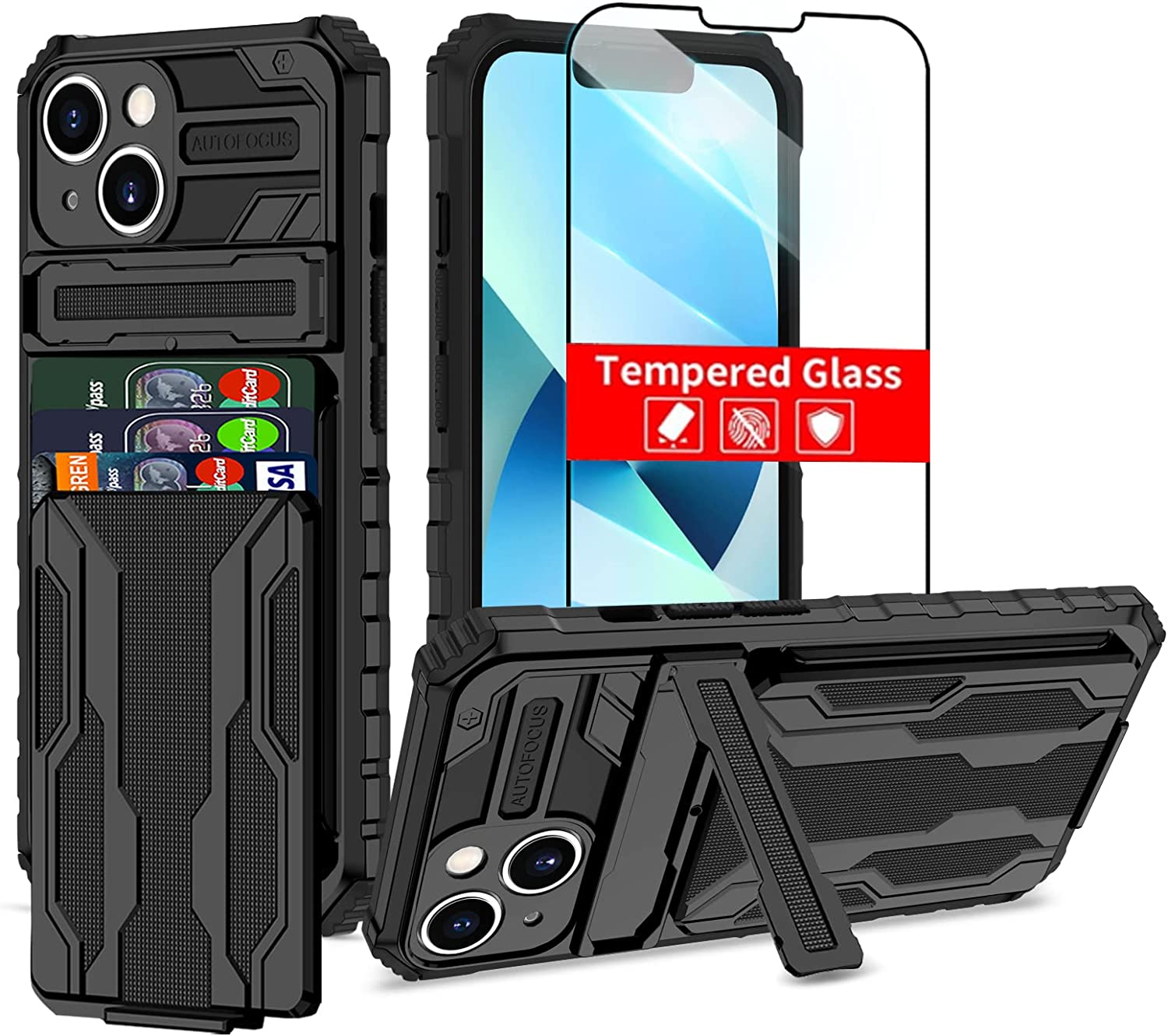 Premium Shockproof iPhone 14 Pro Max Case with Wallet Slot - Full Body Protection, Anti-Scratch & Drop Resistant Cover for Daily Use, Travel & Outdoor Activities - Black