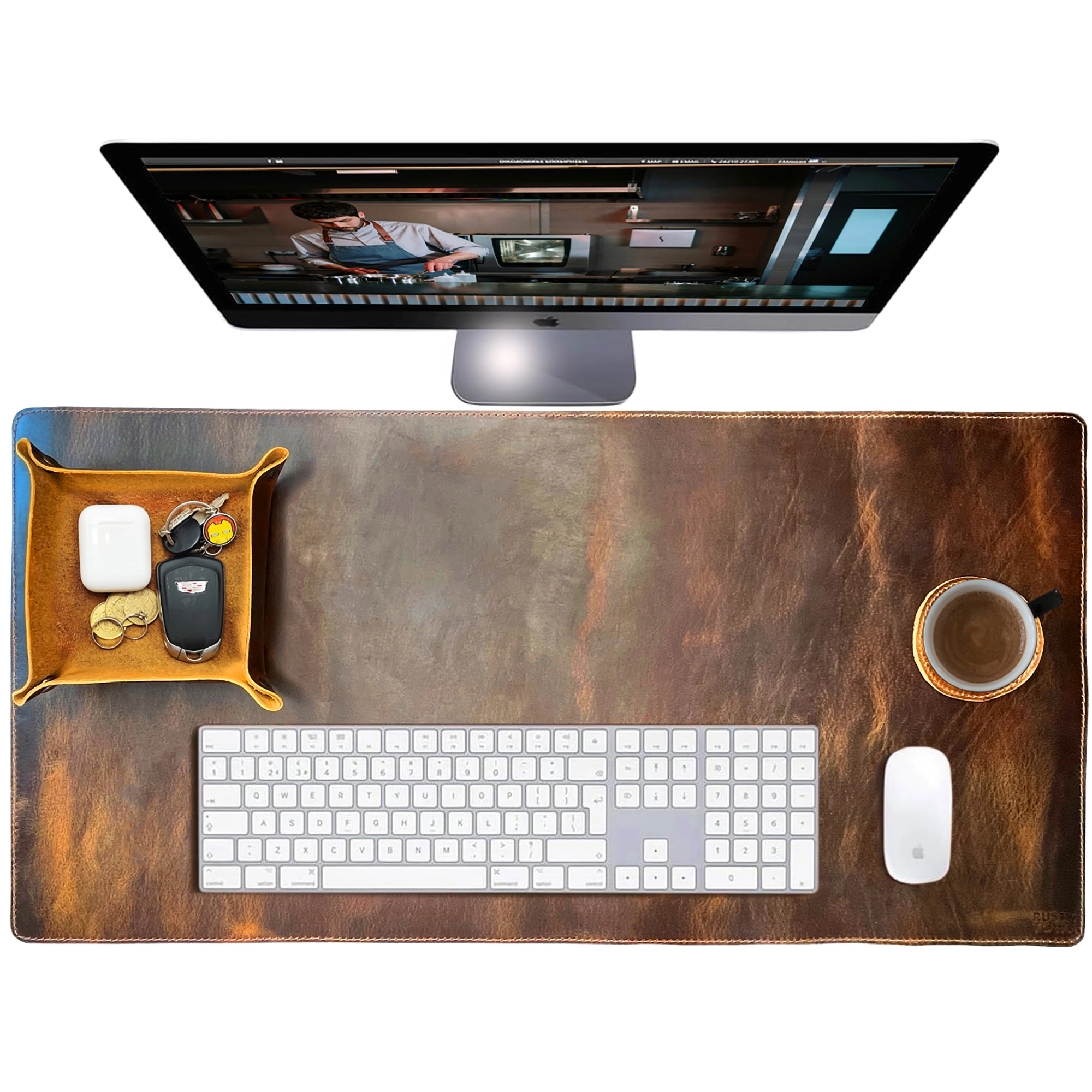 Premium Leather Desk Mat & Mouse Pad for Laptop, Office & Home - Non-Slip Work Surface for Writing, Typing & Gaming