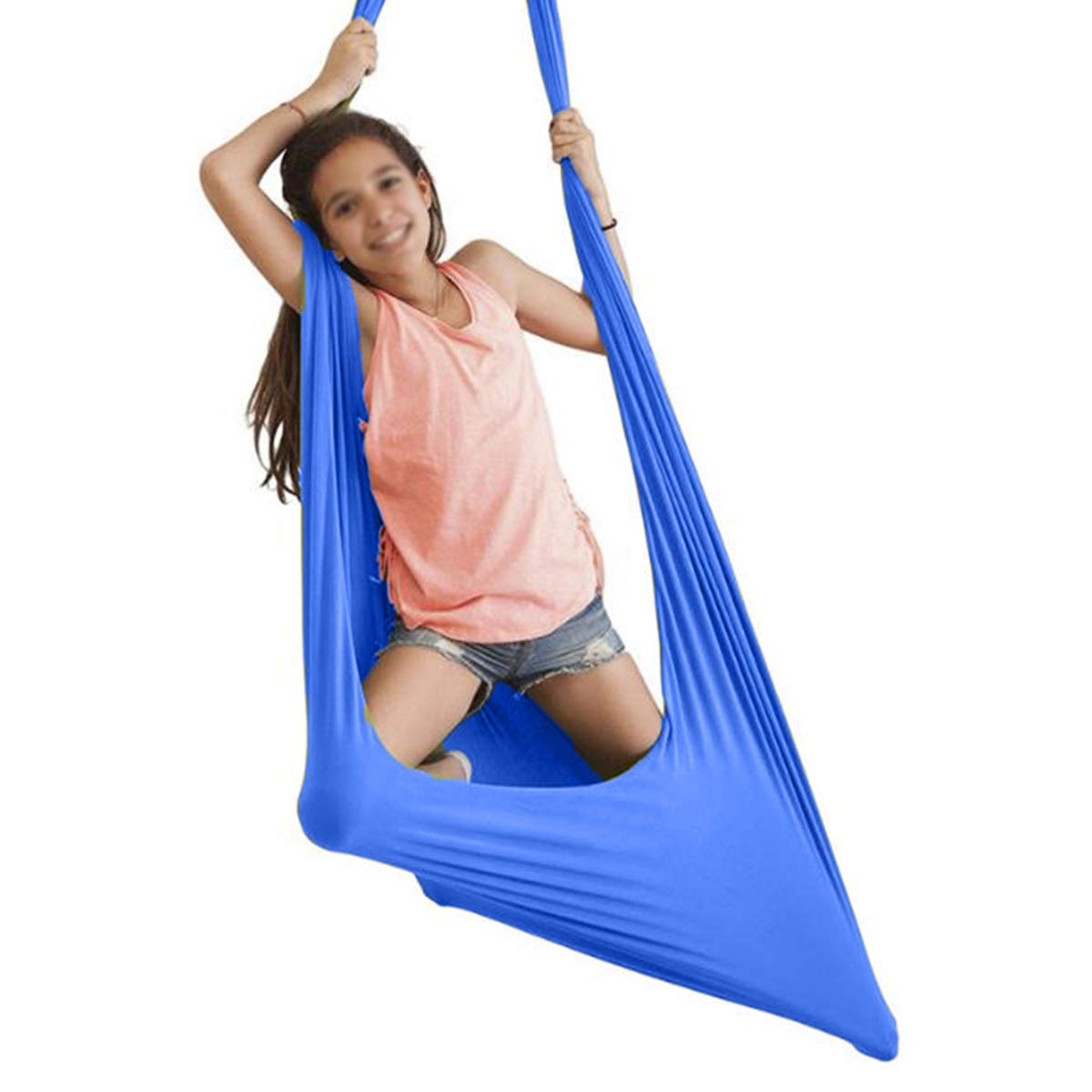 Therapeutic Indoor/Outdoor Sensory Swing for Kids & Teens - Elastic Cuddle Hammock for Autism, ADHD, Aspergers - Supports Up to 200kg (150x280cm) - Perfect for Therapy Rooms, Playgrounds & Backyards