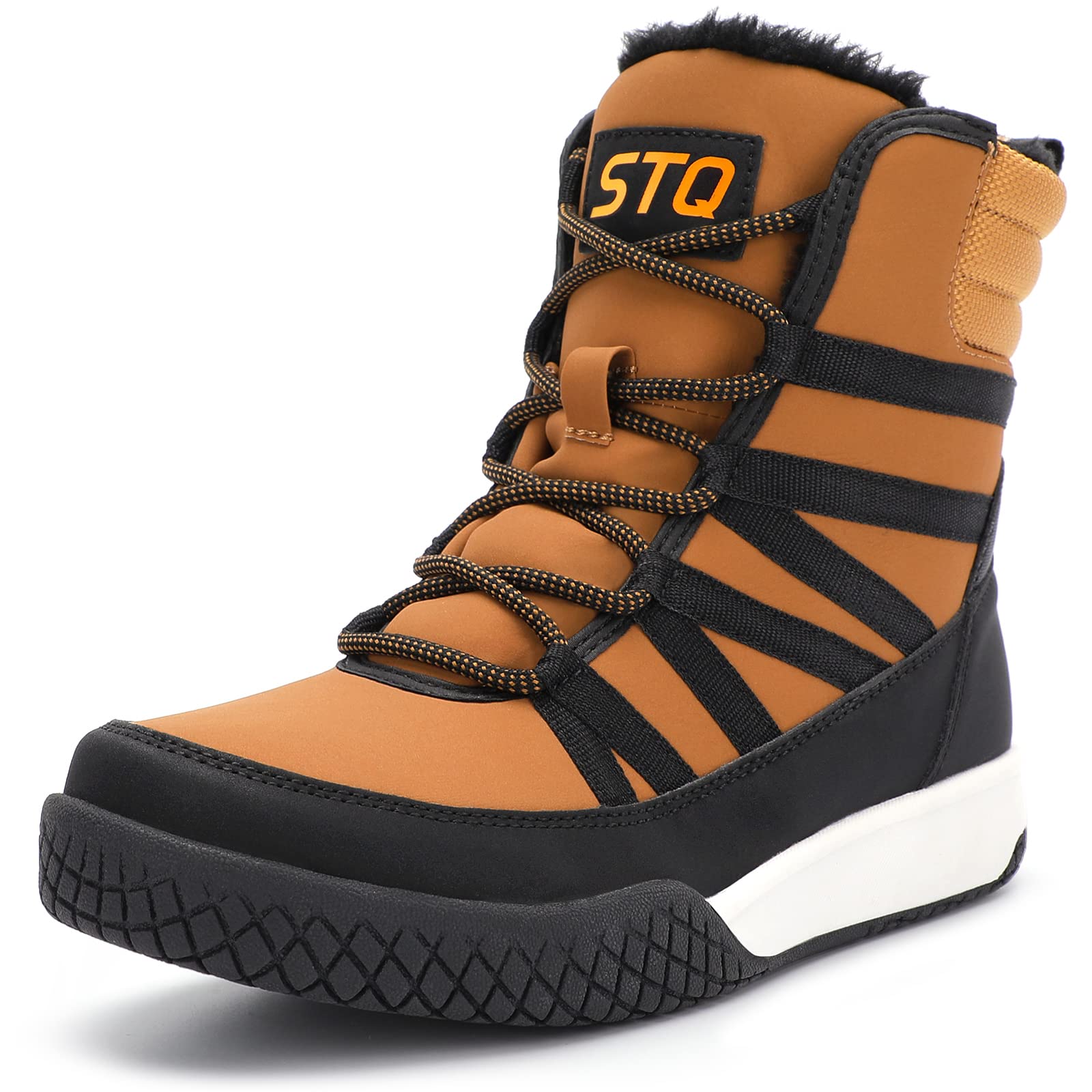 STQ Women's Winter Walking Boots - Waterproof Zip Up Lightweight Ankle Boots with Laces - Cozy Warm Snow Boots for Hiking, Travel & Outdoor Activities