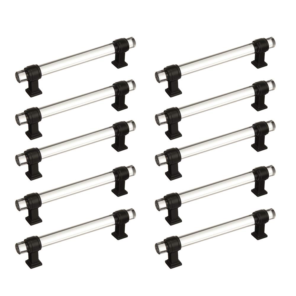 Amerock Pull 128mm Glacio Collection Clear/Black Bronze Cabinet Handle - 10 Pack for Modern Kitchen & Bathroom Hardware Upgrade
