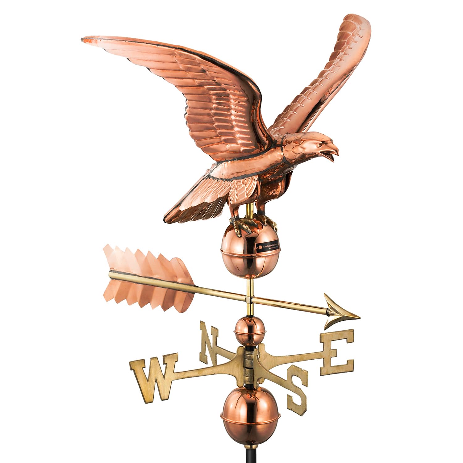 Smithsonian Eagle Weathervane - Pure Copper Large Outdoor Decor for Garden, Roof, or Barn | Handcrafted Weather Vane for Home & Farm Use