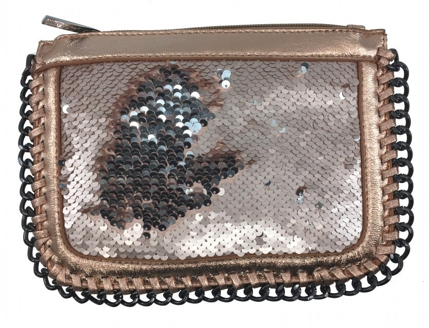 Bari Lynn Girls Rose Gold Reversible Sequin Chain Handbag - Stylish Glitter Clutch for Parties, Prom, and Special Occasions