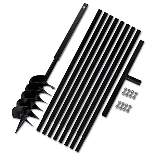 Garden Auger Drill Bit Set with Handle - Double Spiral Earth Drill for Planting, Digging Holes for Plants, Posts & Umbrellas - 5.9