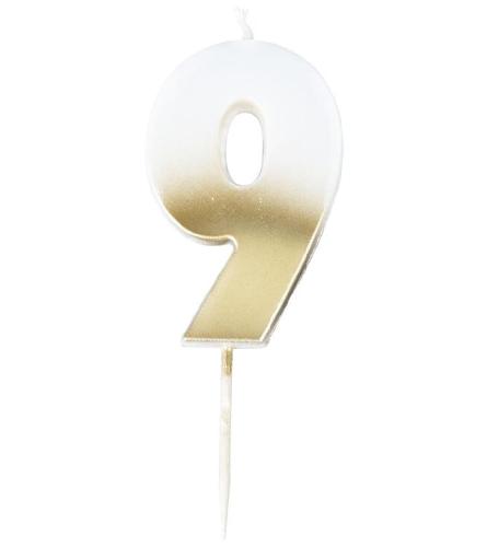 Number 9 Ombre Gold Scented Candle - Luxury Home Decor for Relaxation, Meditation & Romantic Ambiance