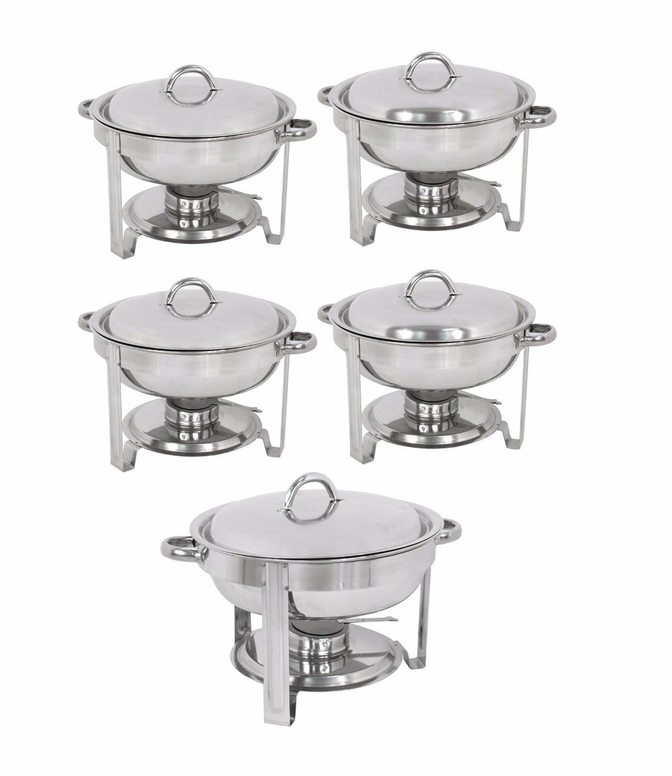 ALIDAM 5-Piece Stainless Steel Round Chafing Dish Buffet Set - 5 QT Food Warming Tray for Catering, Buffets & Dinner Parties | Professional Serving Solution for Restaurants, Weddings & Events