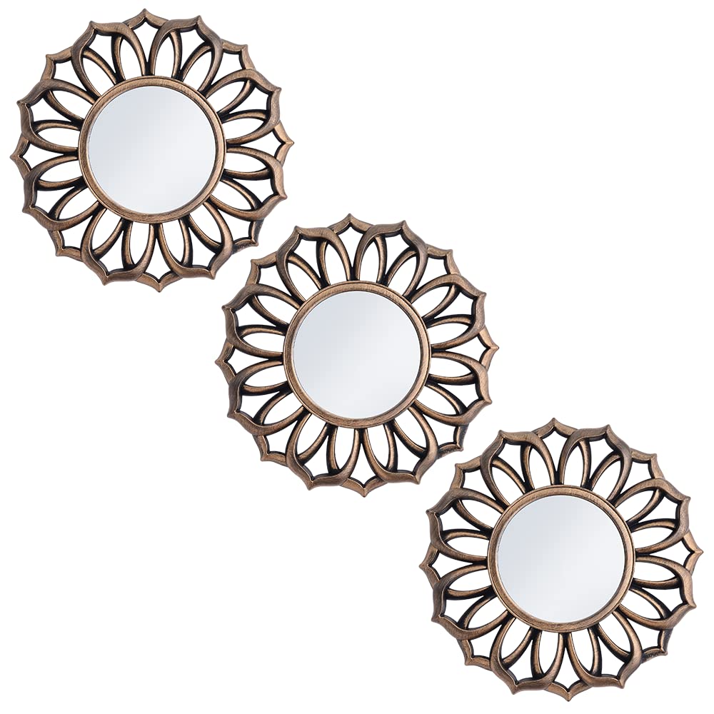 Stylish Set of 3 Round Wall Mirrors | Decorative Circle Mirrors for Bedroom, Living Room & Bathroom | Elegant Wall Decor for Home & Office