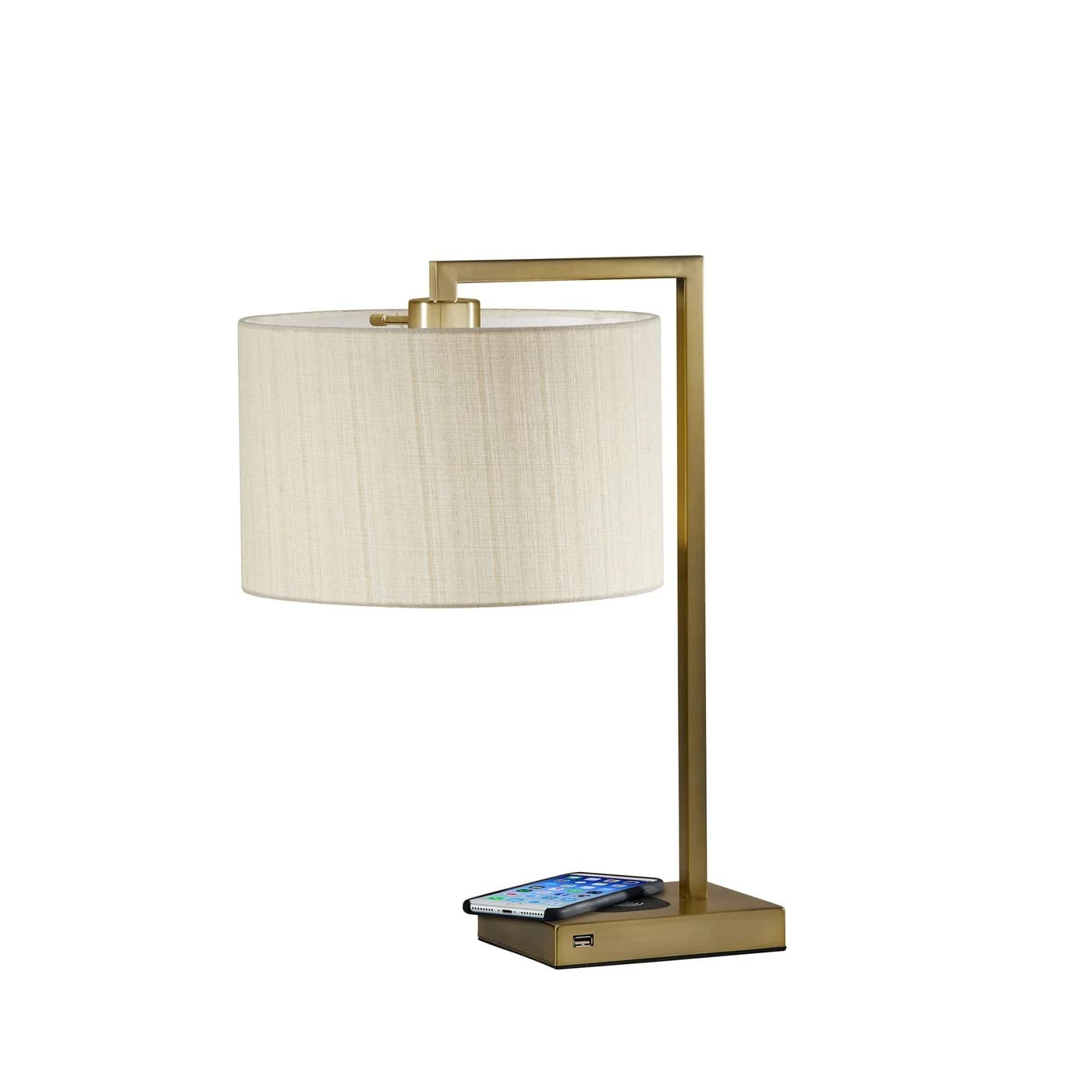 Adesso 4123-21 Austin Wireless Charging Table Lamp - 7W LED Light, 5W Qi Fast Charger with USB Port - Perfect for Bedroom, Office & Living Room Nightstand Lighting